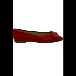 BluBlonc Leather Pointed Toe Bow Flats Red - Medium